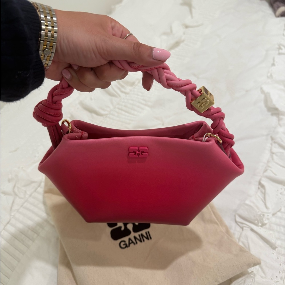Ganni Fuchsia Mini Bag with Braided Handle
